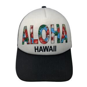 Aloha Hawaii Snapback Mesh Back Trucker Hat Black One Size Colorblock